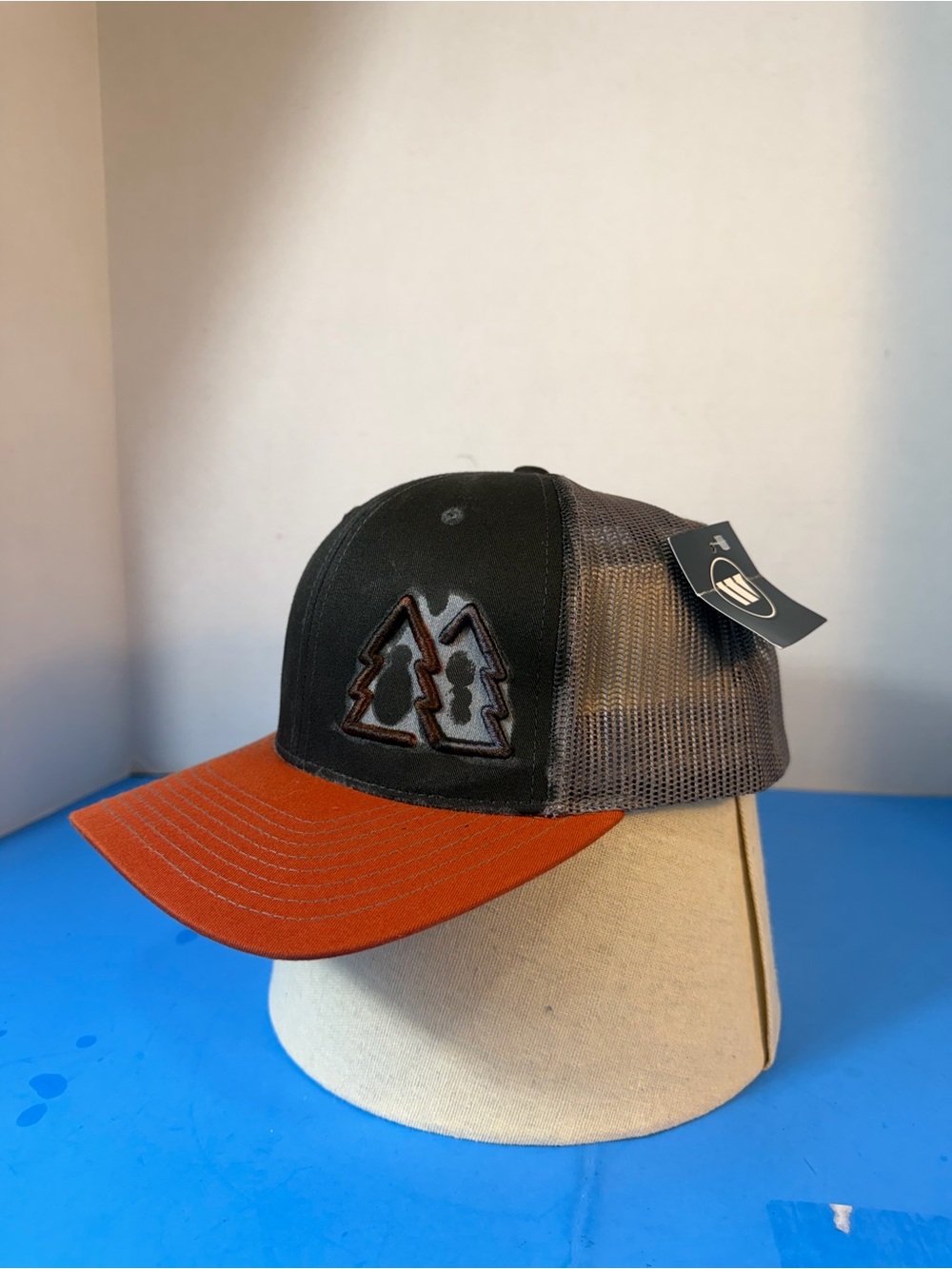 Two-Tone Mesh Trucker Hat - Black & Orange